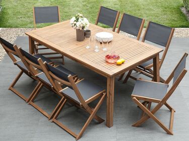 8 Seater Acacia Garden Dining Set Light Wood CESANA