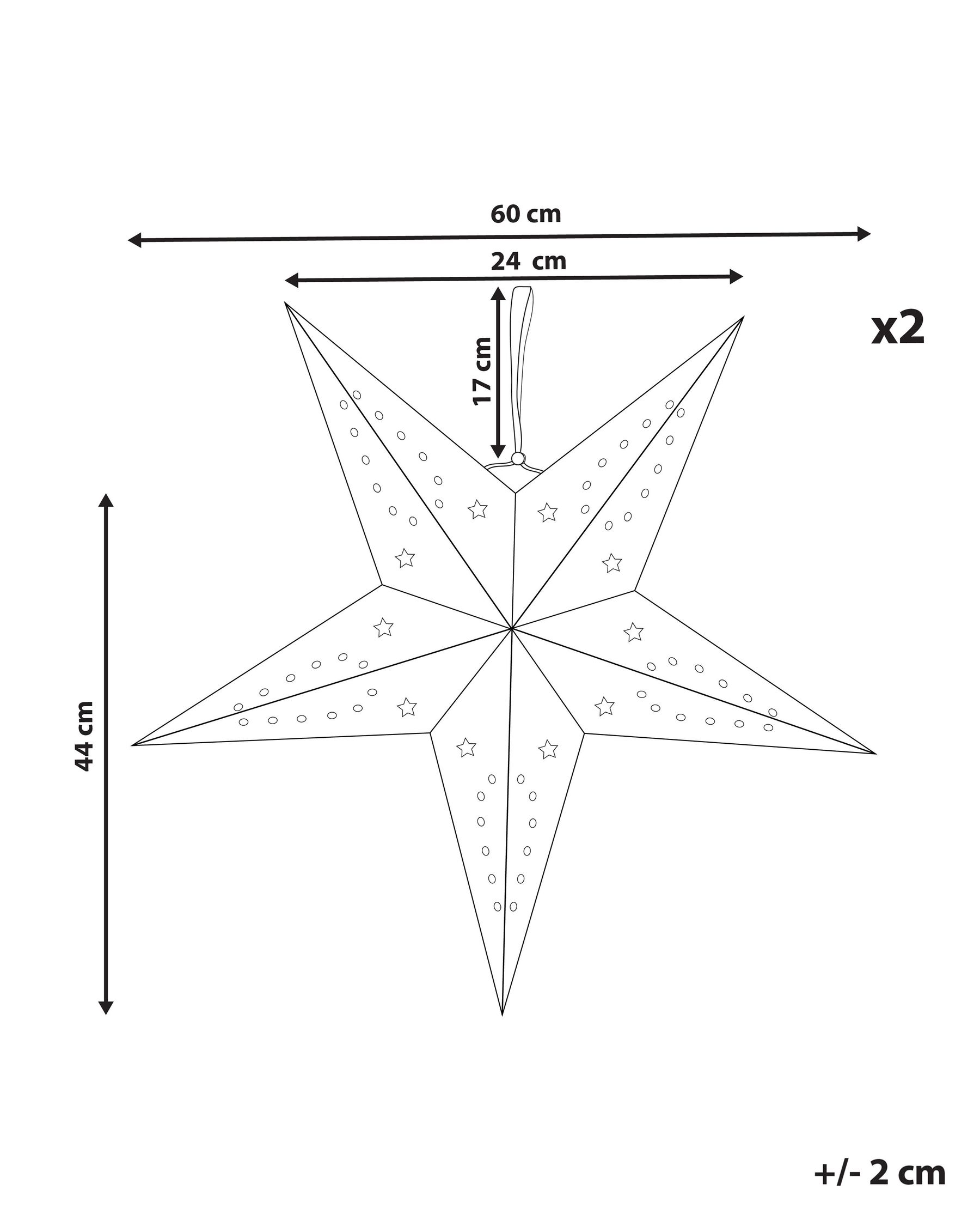 Set of 2 Hanging Decorations LED MOTTI 60 cm Star Black_835555