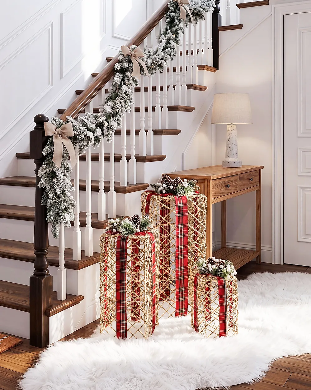 Set of 3 Christmas Decorations LED KAUSALA 65/55/45 cm Christmas Gifts Brown_1179603