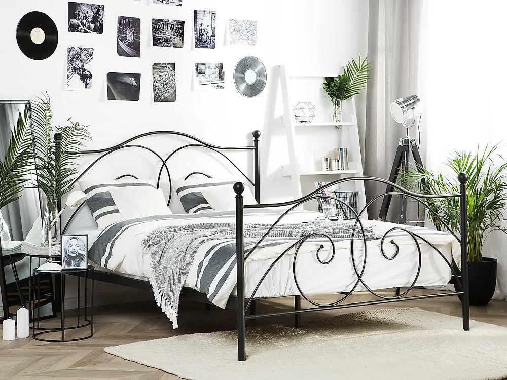Bed Metal DINARD 140 x 200 cm (EU Double) Black_1178551