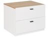 Mesa de cabeceira com 2 gavetas branca e cor de madeira clara EDISON_798075