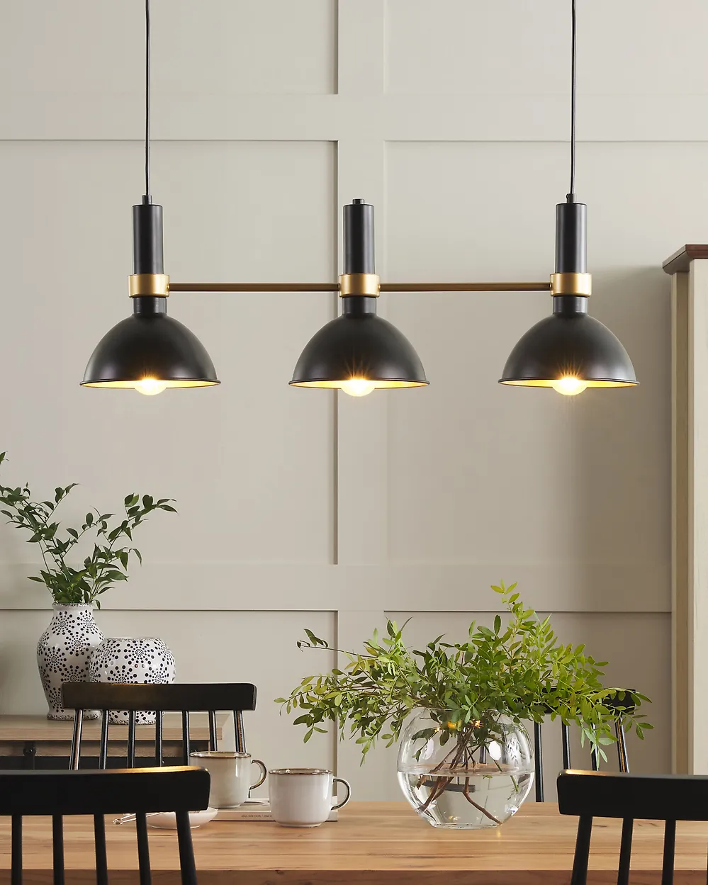 Homemania Pendelleuchte In Gold & Schwarz – Moderne Deckenlampe Mit 85 Cm Kabel, Verstellbar