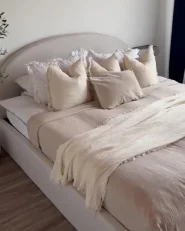 Ottoman Bed VAUCLUSE Fabric Light Beige 180 x 200 cm (EU Super King)_950942