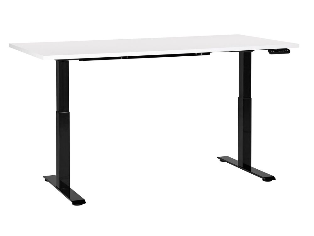 Schreibtisch elektrisch höhenverstellbar DESTINES 160 cm x 72 cm Weiß / Schwarz