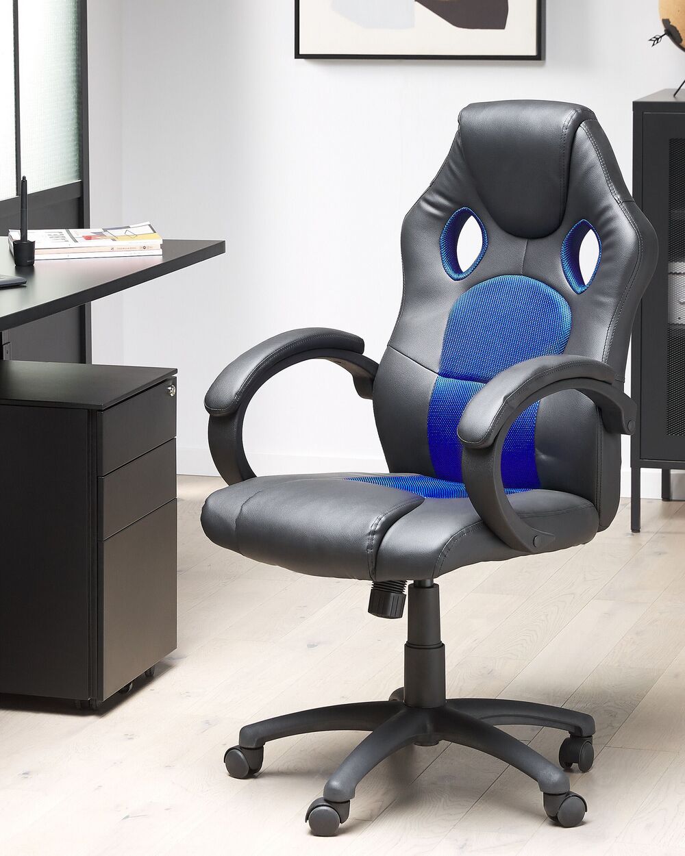 Swivel Office Chair Navy Blue FIGHTER Beliani