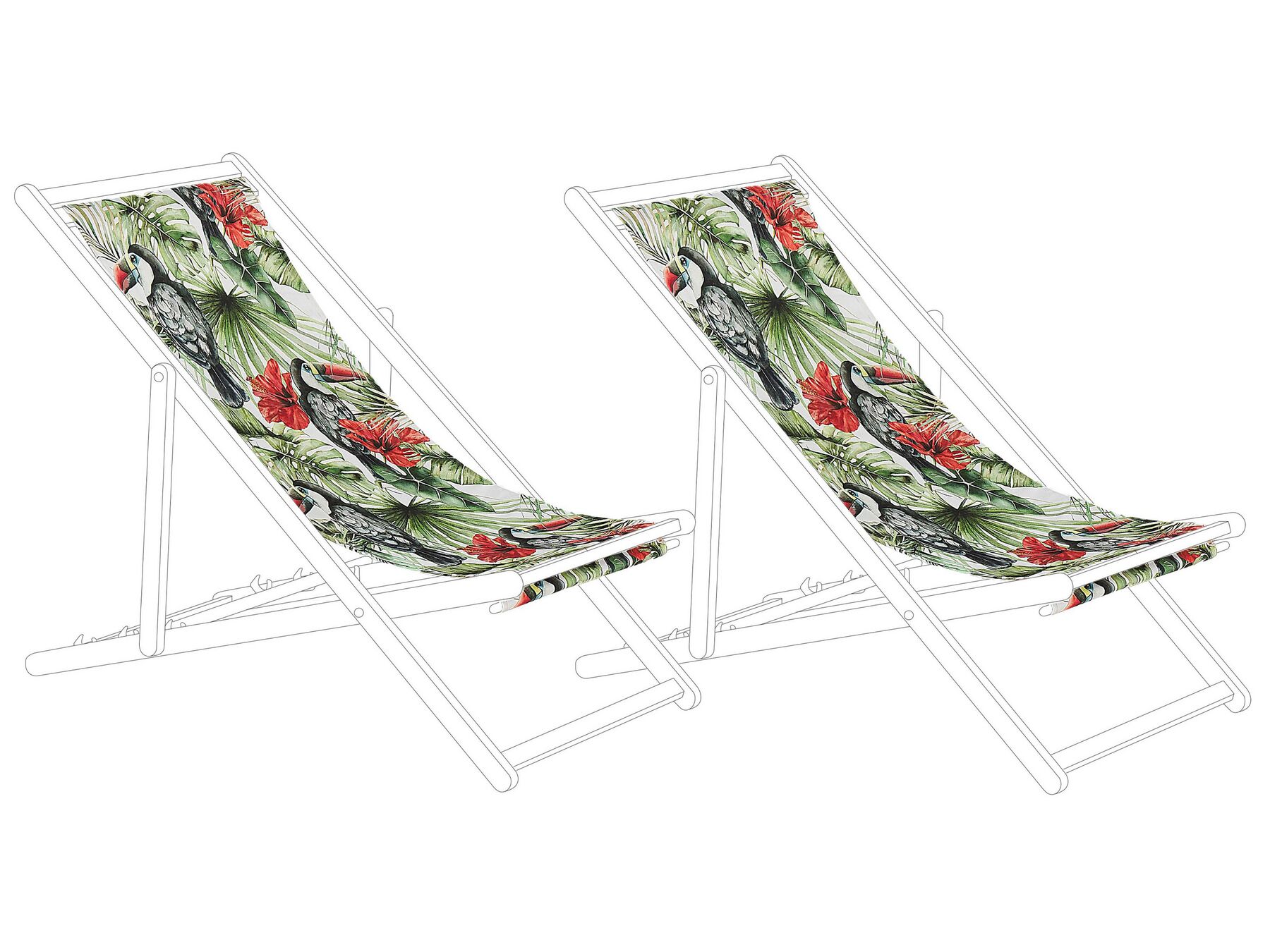 Conjunto de 2 telas de poliéster verde/blanco/rojo para tumbona de jardín ANZIO/AVELLINO_819886