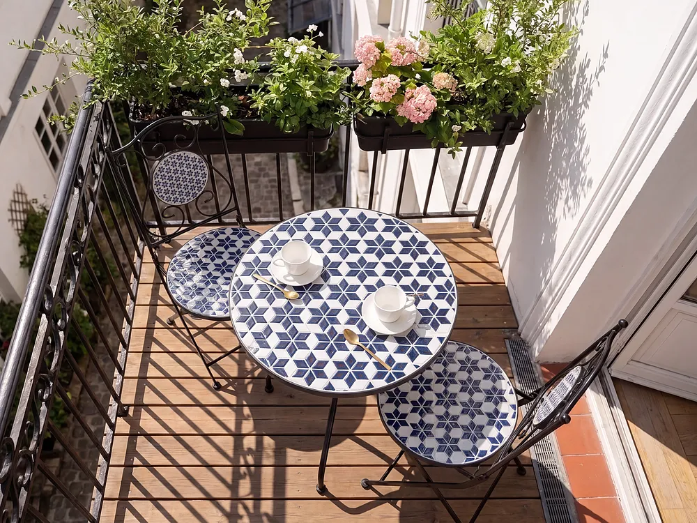 Bistro Table SIROLO 60 cm 60 cm Metal White/ Blue_1155664