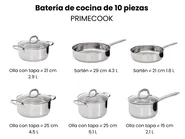 Batería de cocina de 10 piezas PRIMECOOK Acero inoxidable Plateado_1051154