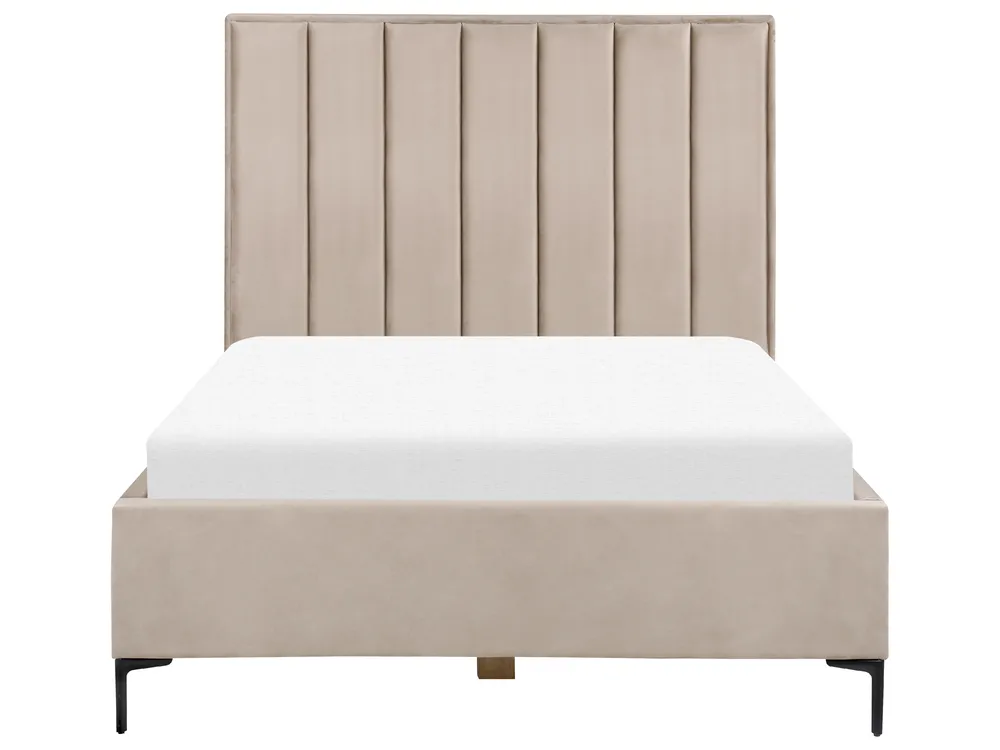 Schlafzimmer Set SEZANNE Samtstoff Taupe 140 x 200 cm_892601