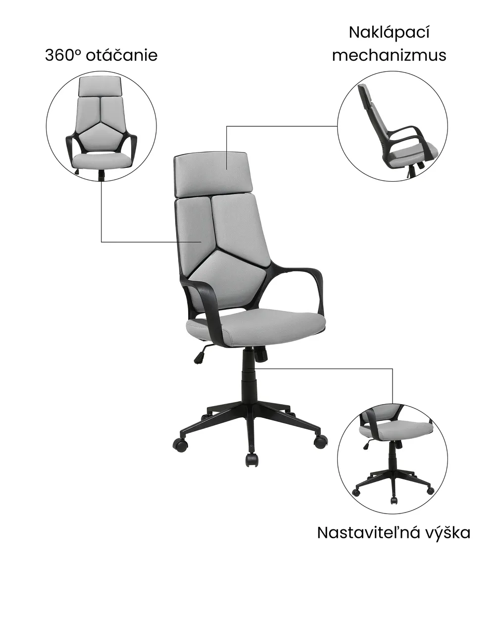 Kancelárska stolička DELIGHT Sivá_1073926