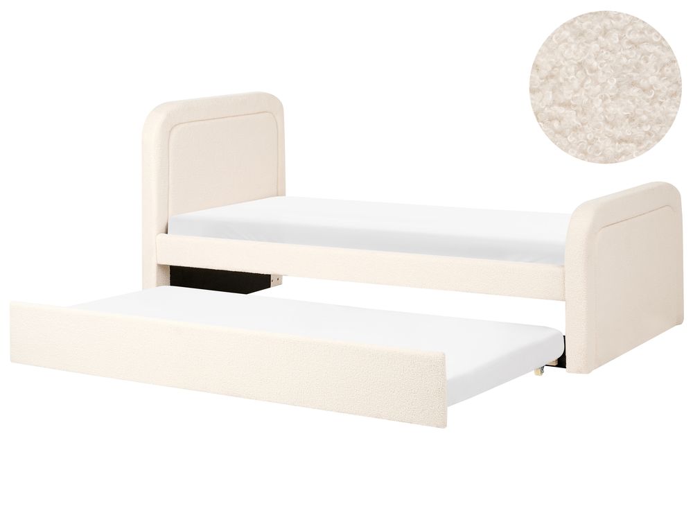 Cama gavetão Bouclé RAYSSAC 90 x 200 cm Creme claro