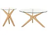 Set of 2 Coffee Tables VALLEY Tempered Glass Light Brown