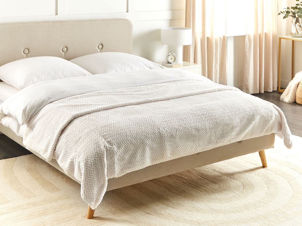 Couvre-lits SURMI Fourrure synthétique 200 x 220 cm Blanc cassé