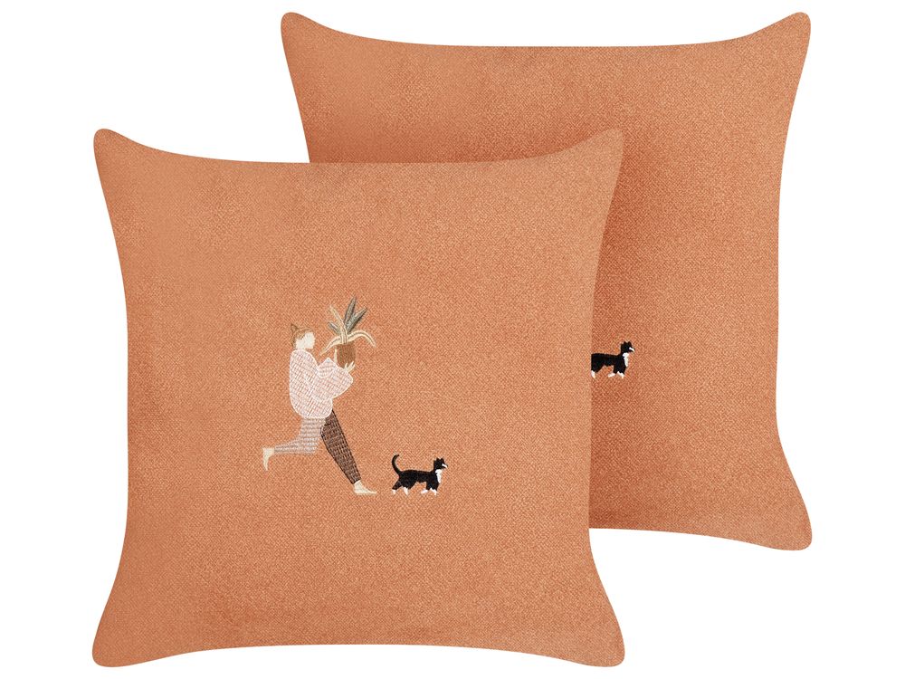 Conjunto de 2 almofadas decorativas MARIGOLD 45 x 45 cm Laranja Sólido