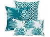 Conjunto de 3 cojines de exterior BIRDWOOD Patrón de plantas 30 x 50 cm 45 x 45 cm Turquesa