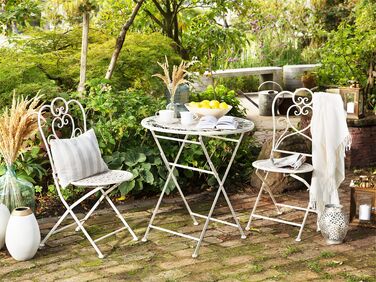 Metal Garden Bistro Set Beige TRIESTE