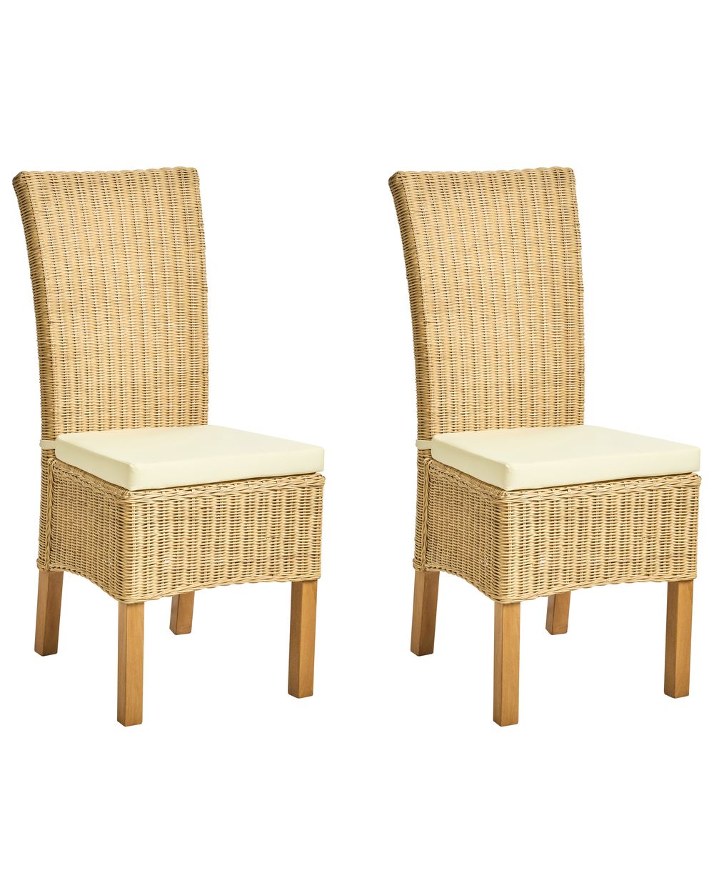 Lot de 2 chaises de salle à manger ANDES Rotin Naturel