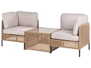 Garden Sofa with Table 2 Seater OMEGANA PE Rattan Light Beige_1040495