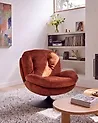 Swivel Armchair NOLVIK Velvet Golden Brown