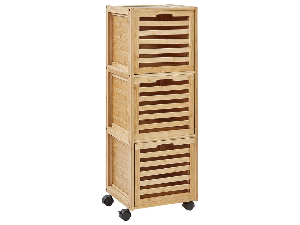 Bamboo 3 Drawer Bathroom Cabinet Light Wood SHAWNEE Beliani