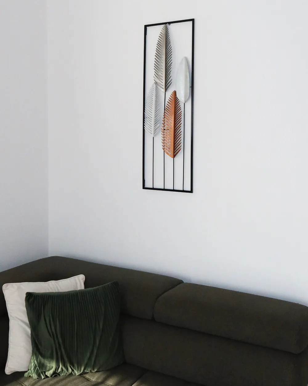 Dekoracja ścienna Liść NIOBIUM Metal 90 cm Srebrny_1031047