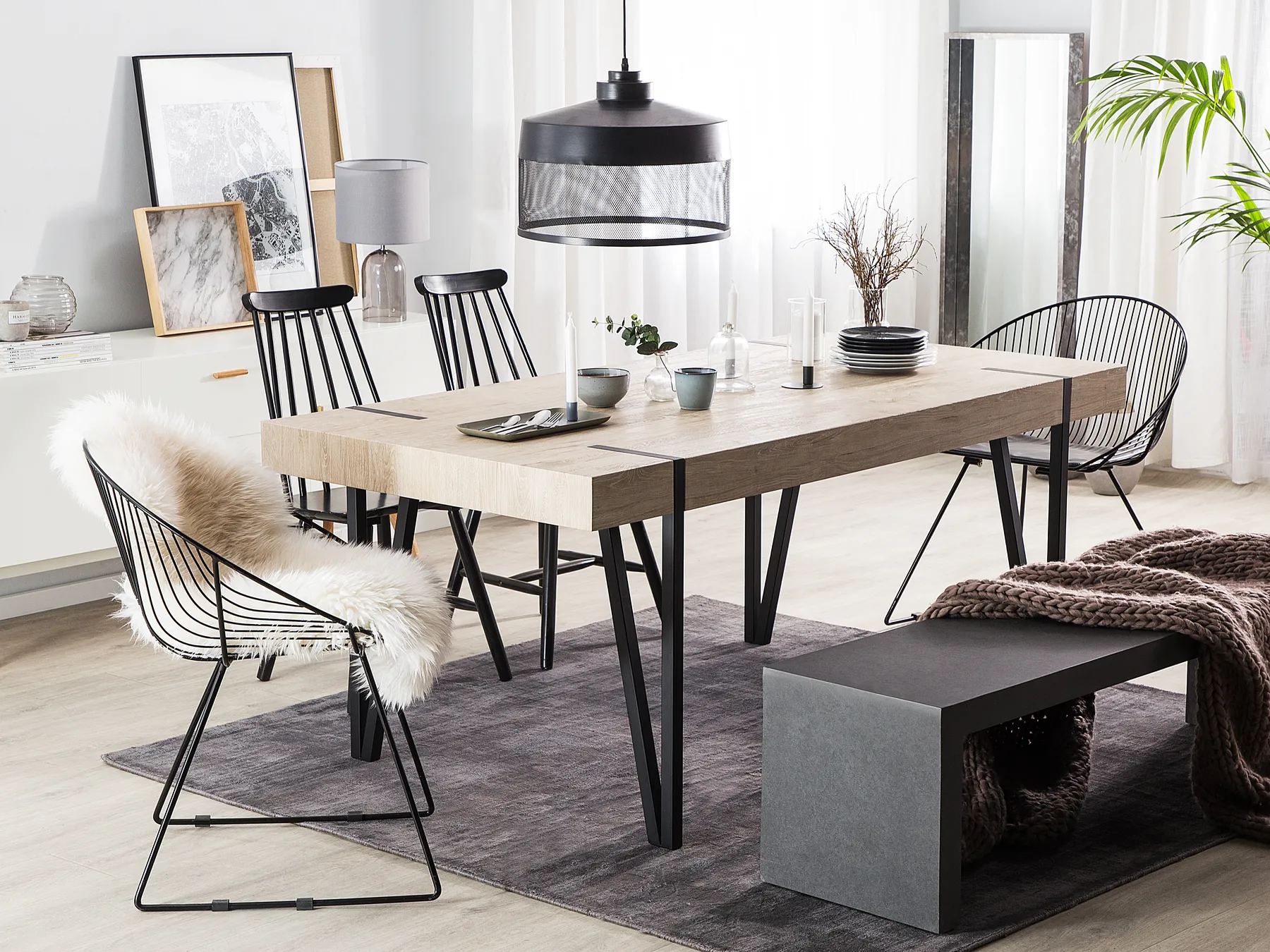 Dining Table ADENA Light Brown 150 cm 90 cm_750758