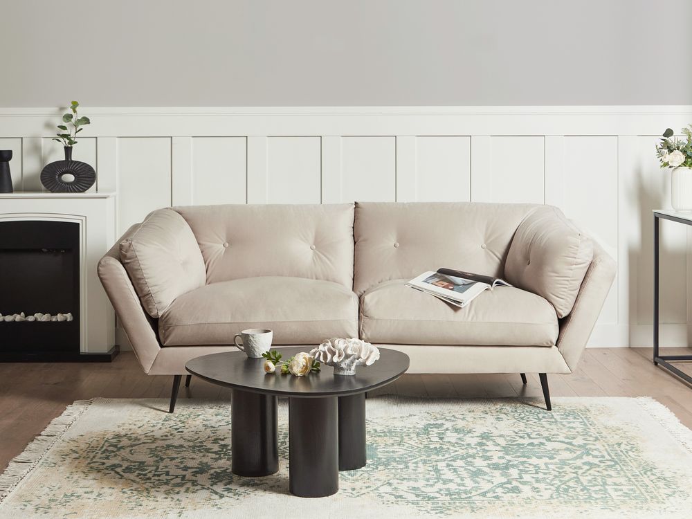 Sofa dla 3 osób LENVIK Welur Jasnobeżowy