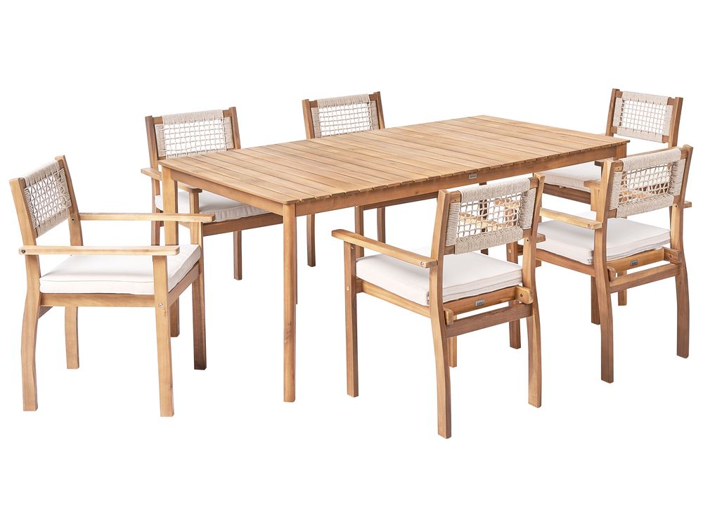 Garden Dining Set 6 Seater JACO/SUMIRAGO Acacia Wood Light Brown