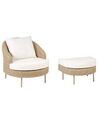 PE Rattan Garden Armchair with Ottoman Natural ARCILLE_867970