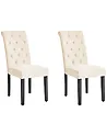 Set of 2 Dining Chairs VELVA Fabric Light Beige