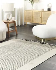 Tappeto DIVARLI Beige 140 x 200 cm Lana_847407