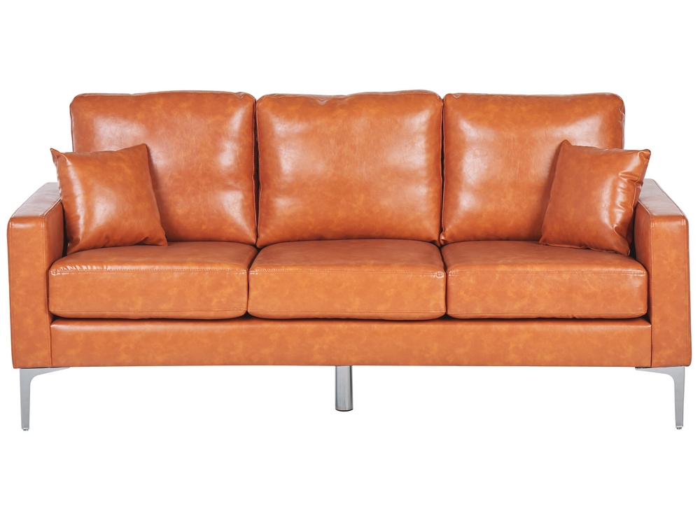 3 Seater Faux Leather Sofa Brown GAVLE Beliani
