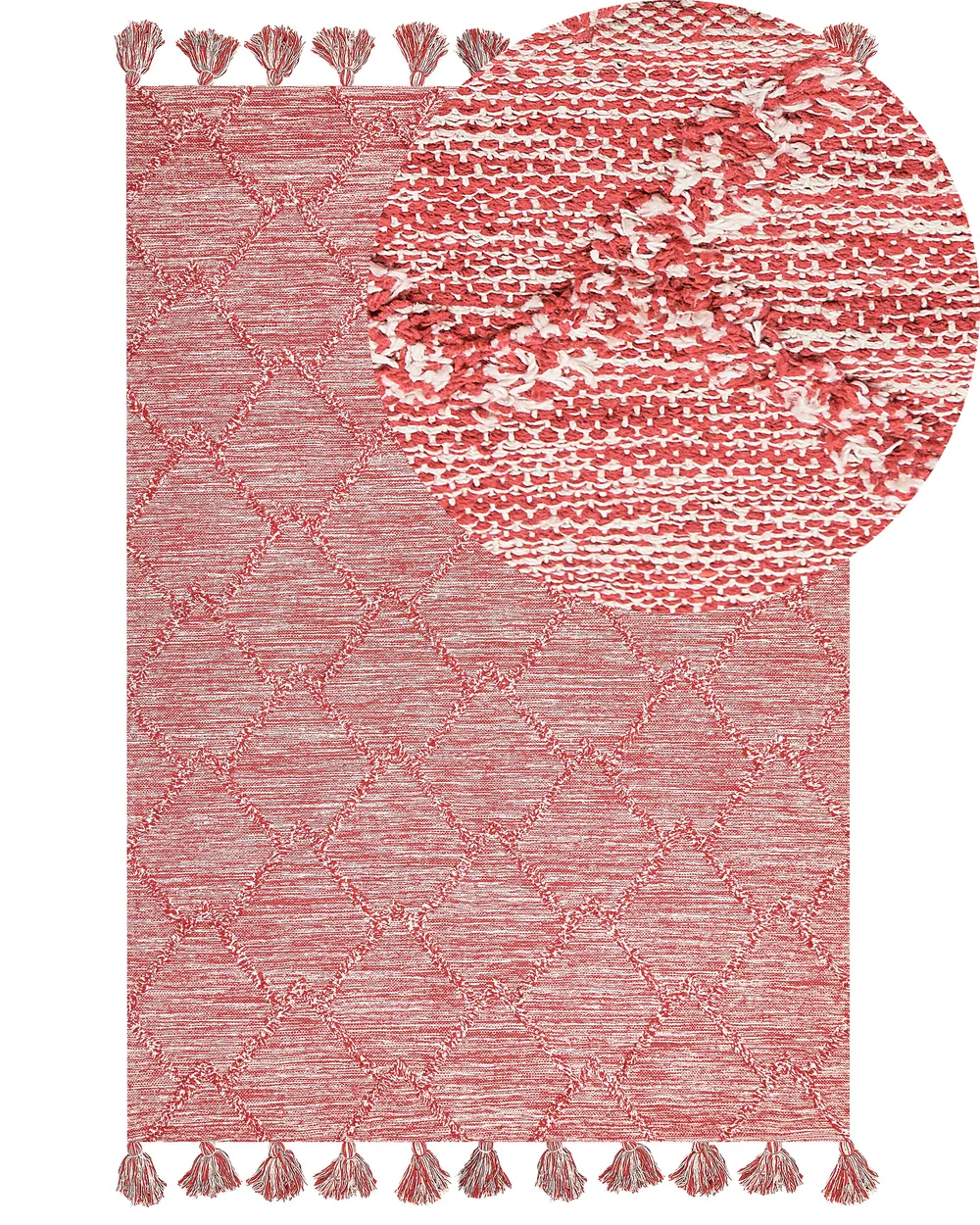 Tapete em algodão vermelho e branco, tamanhos diversos  NIGDE