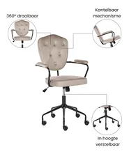 Desk Chair VELISSE Velvet Taupe_1065431