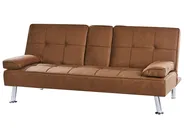 Divano letto 3 posti ROXEN Pelle sintetica Marrone dorato_1044117