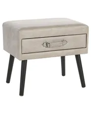 1 Drawer Bedside Table EUROSTAR Faux Leather Beige_719748