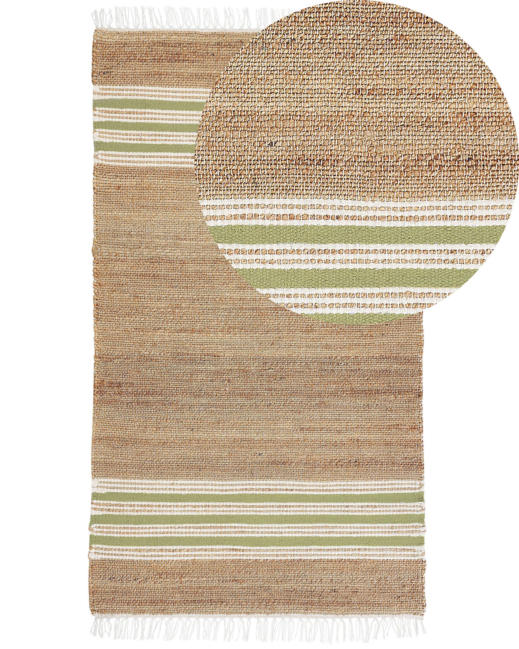 Jutový koberec 80 x 150 cm béžový/zelený MIRZA_847331