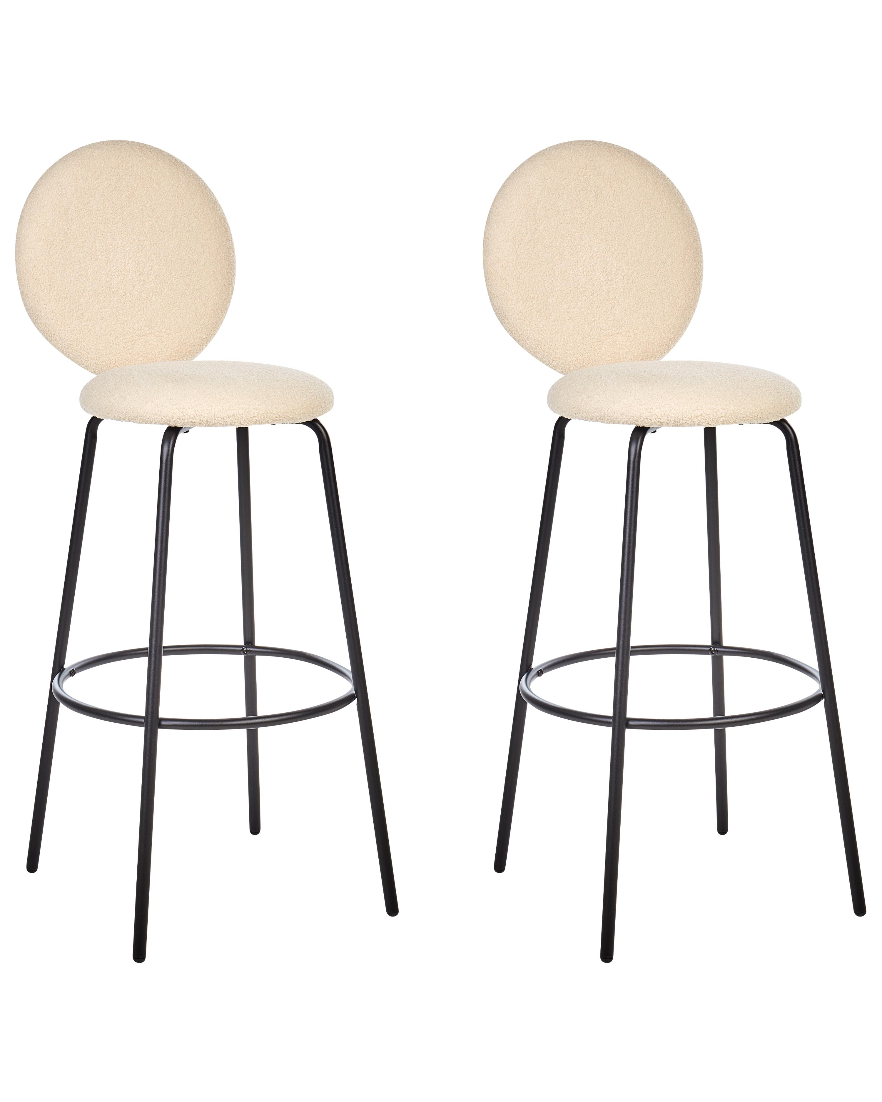 Set of 2 Boucle Bar Chairs Light Beige EMERY_913939