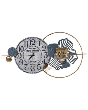 Iron Wall Clock 90 x 49 cm Blue BERKERIUM