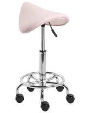 Saddle Stool DUMONT Faux Leather Pastel Pink_1072586