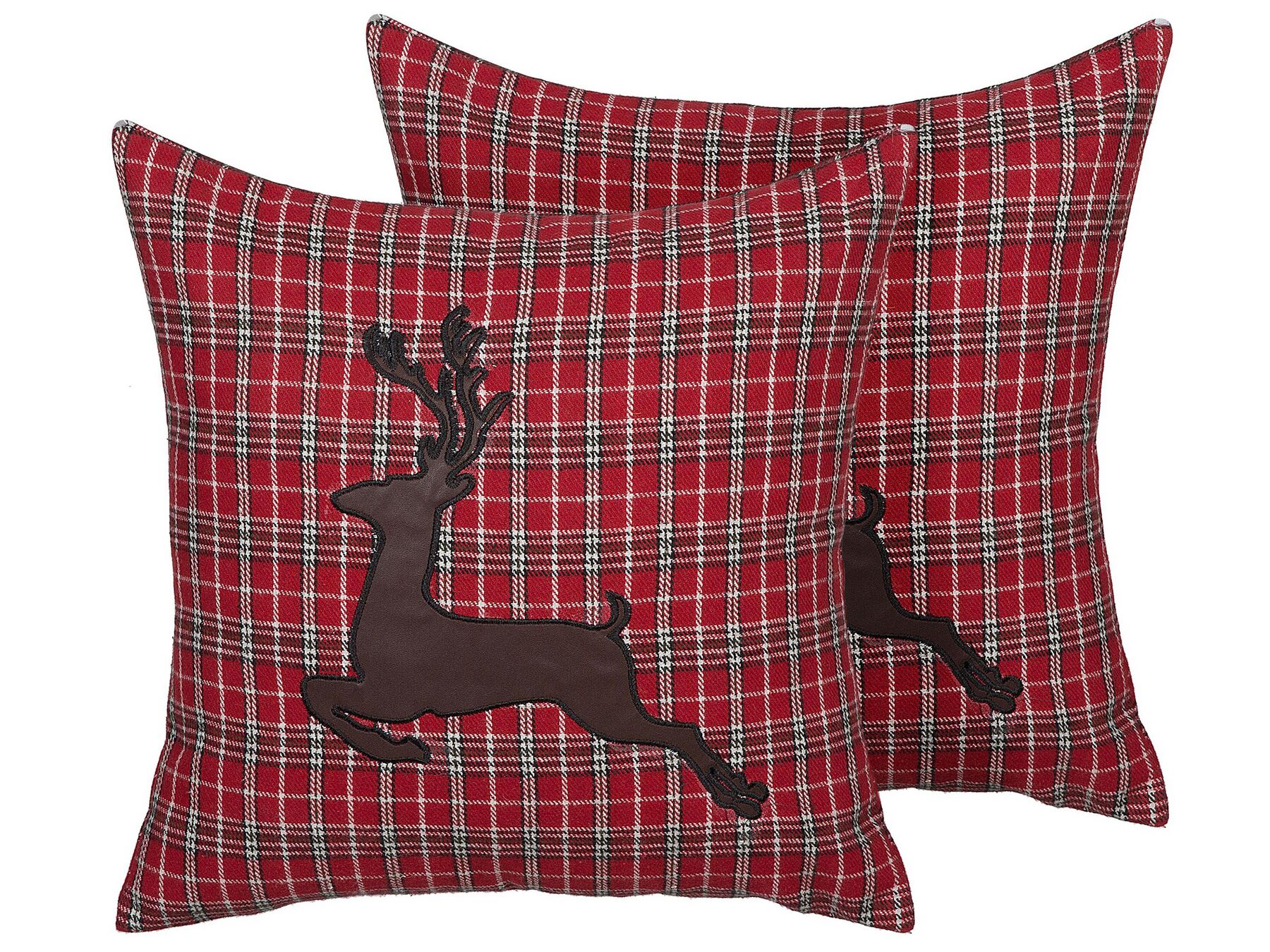 Set of 2 Cushions Reindeer Motif 45 x 45 cm Red COMET_769070