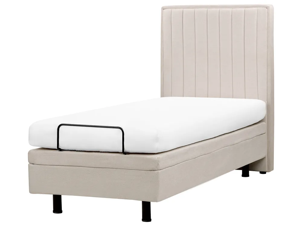 Bett verstellbar Stoff DUKE II 80 x 200 cm Hellbeige_910501
