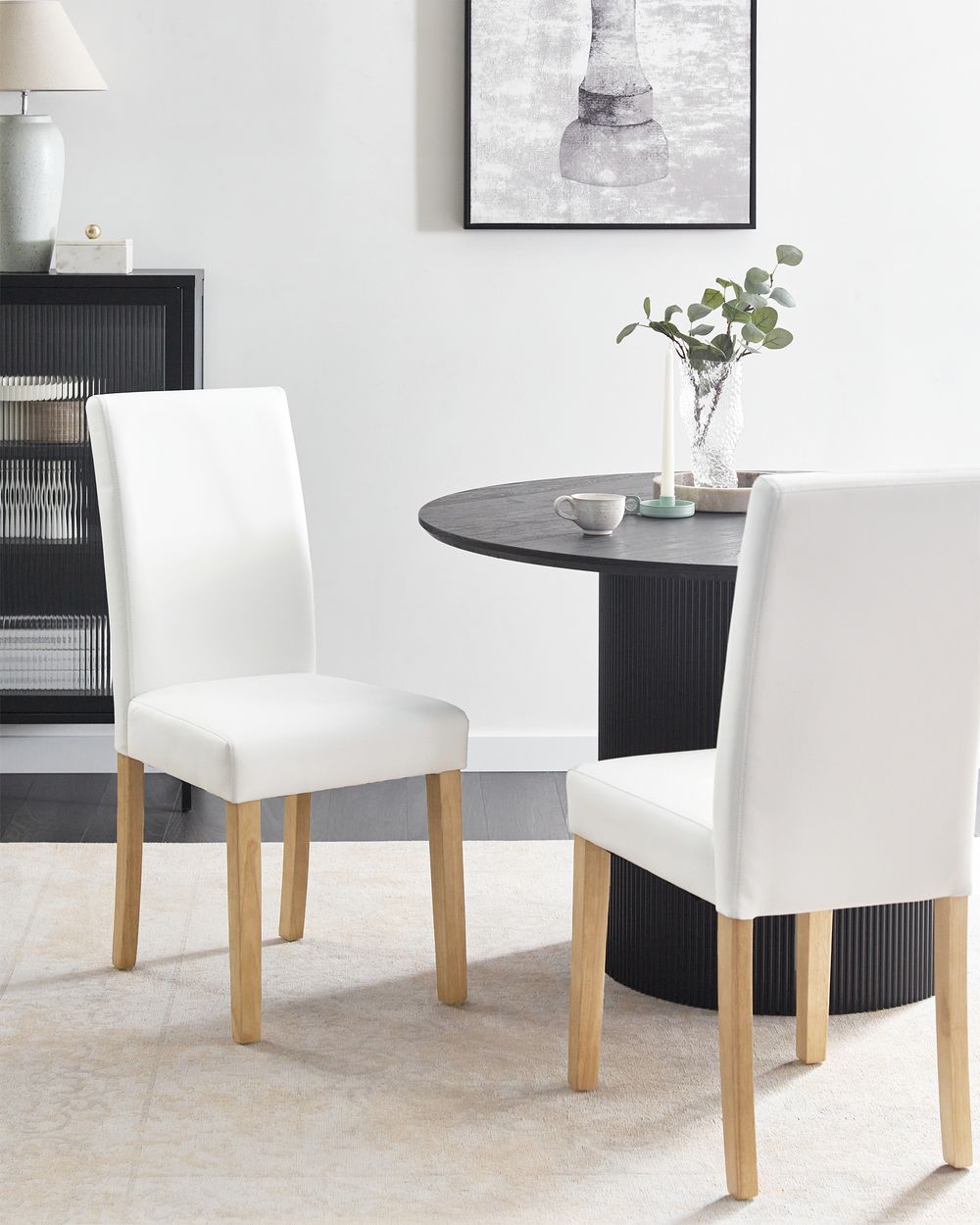 Set de 2 scaune dining BROADWAY Piele ecologică Alb