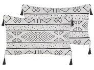 Zestaw 2 poduszek dekoracyjnych SCHEFFLERA 30 x 50 cm Welur Biały Wzór geometryczny_815374