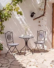Set de 2 scaune de grădină SIROLO Pliabil Metal Alb/Albastru_1155644