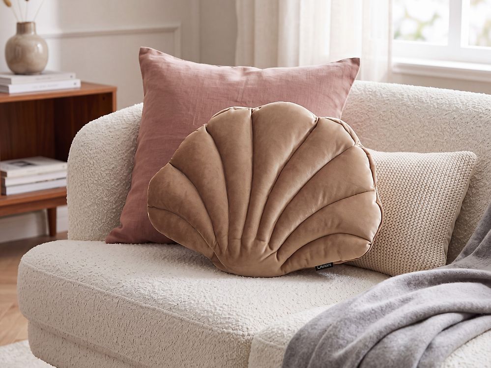Cuscino decorativo CONSOLIDA 47 x 35 cm Velluto Beige Scuro Tinta unita