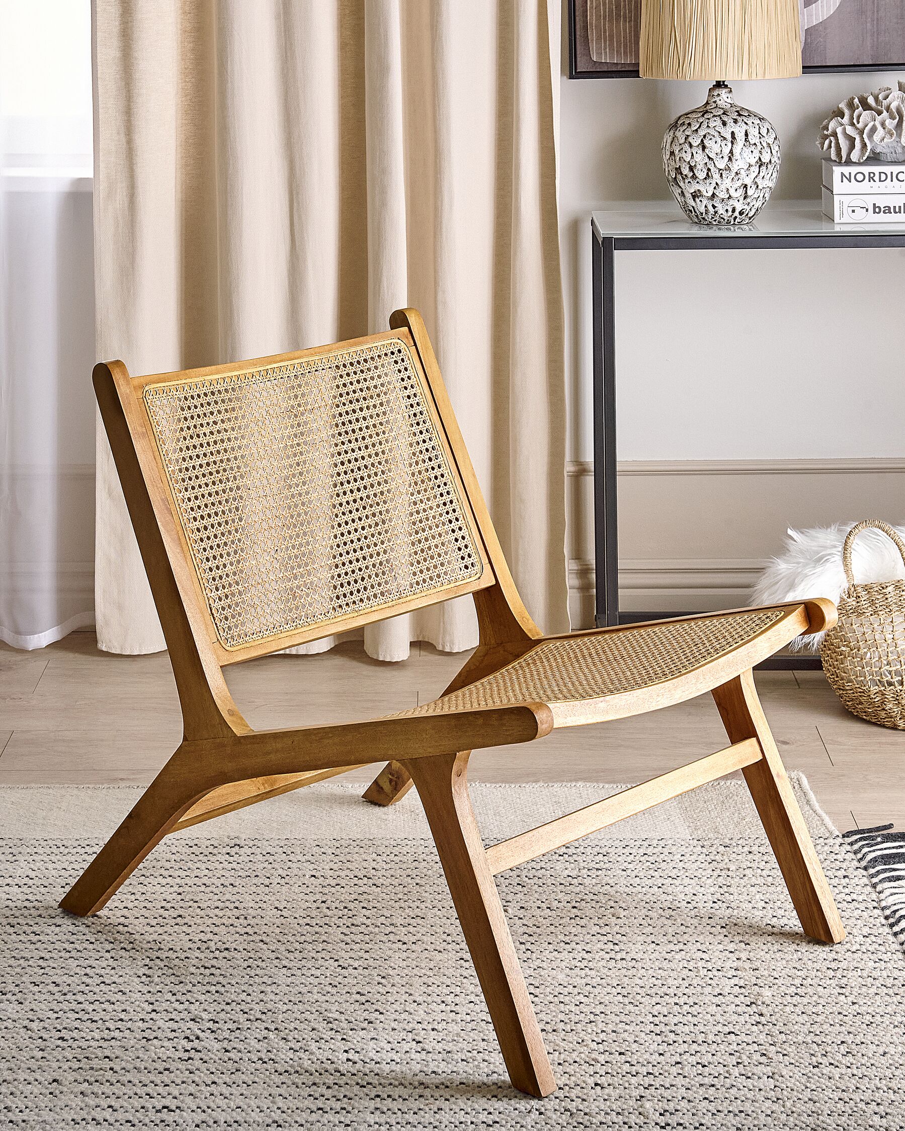 Wooden Chair with Rattan Braid Light Wood MIDDLETOWN_921499