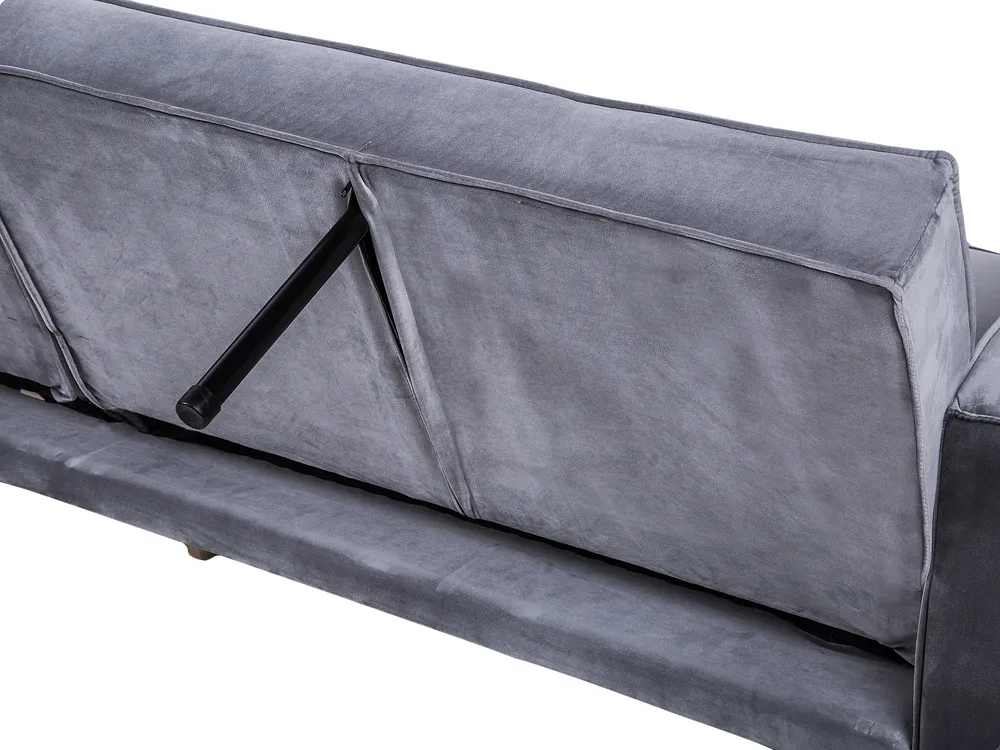 Sofa Bed 3 Seater VISNES Velvet Grey_726295