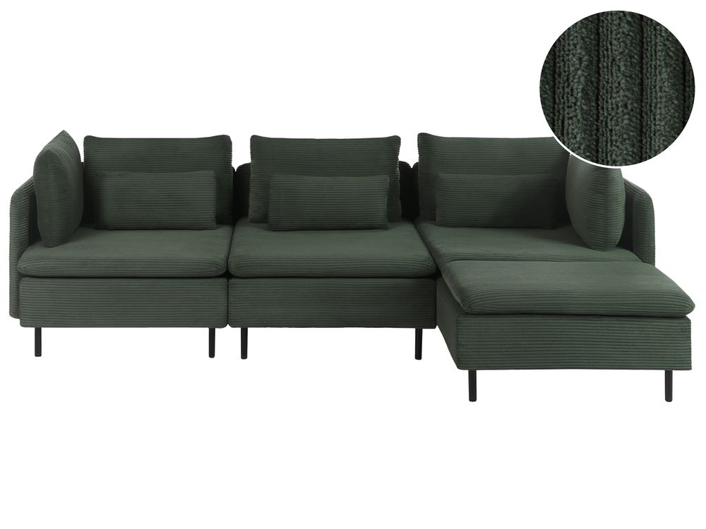 Colțar modular cu 3 locuri EGERIS Velur Verde închis Stânga