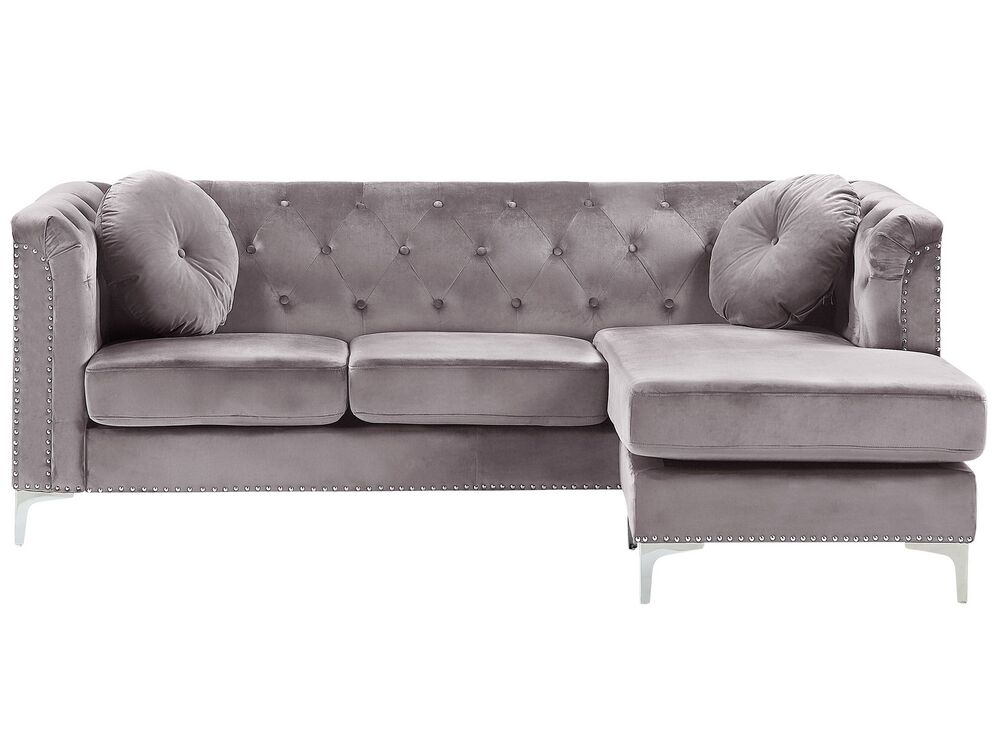 Ecksofa FLEN Samtstoff Grau linksseitig
